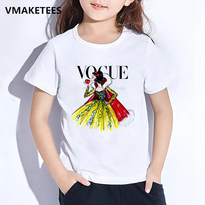 Kids Summer Short Sleeve Girls& Boys T shirt Harajuku VOGUE Princess Print Children's T-shirt Casual Funny Baby Clothes,HKP5209