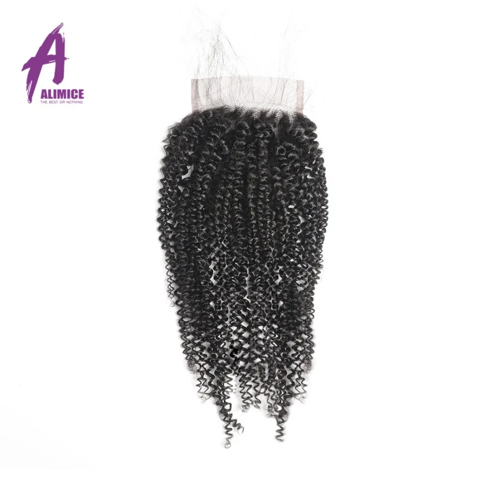 Alimice Brazilian Afro Kinky Curly Weave Human Hair 3 Bundles With Closure Remy Hair Brazillian Hair Weave Bundles With Closure (4)