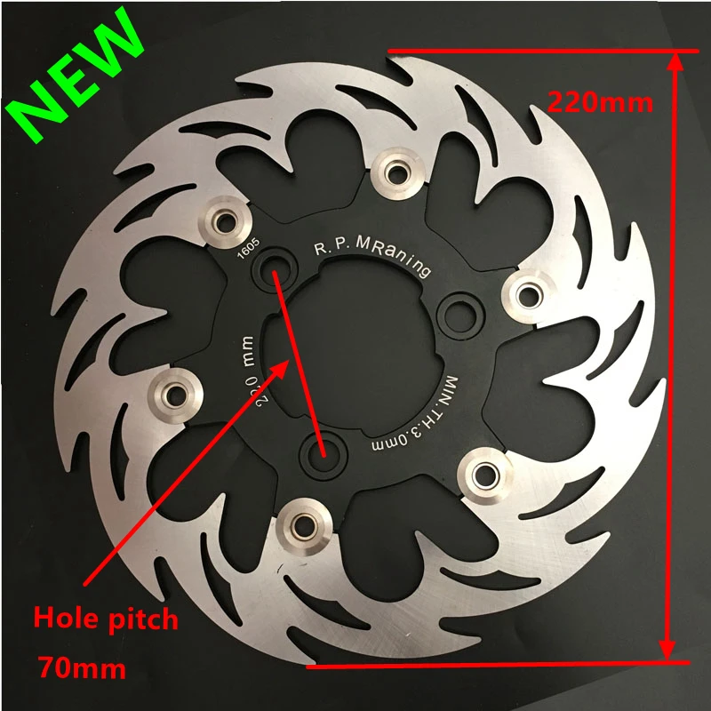 

1 PCS Universal Aluminum alloy Floating disk motorcycle brake disc brake pads 220mm motorcycle rear disc brake Hole pitch 70mm