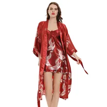 Летняя женская пижама из 2 предметов, сексуальный домашний халат, Свадебный халат для невесты и подружки невесты, Атласный халат-кимоно Yukata