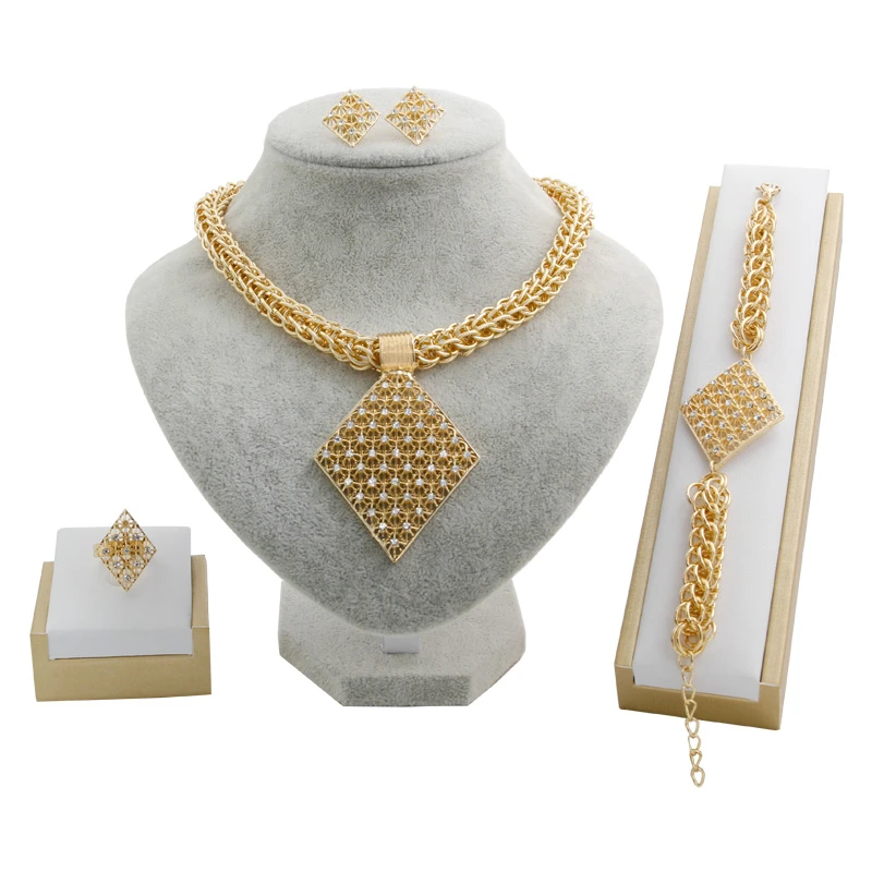 

Dubai New Fashion Women 18 Gold Jewelry Sets Creative with Pendant Design High-end Luxury Charm Bride Jewelry Accessories