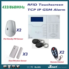 433 МГц сигнализация ST-VGT TCP/IP Ethernet GSM сигнализация RFID сенсорный экран Клавиатура, поддержка веб IE программируемый и управление приложением