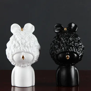 

Nordic Style Simple Desktop Cute Loli Resin Figurines Home Furnishing Crafts Decoration Livingroom Office Cafe Boy Ornaments Art