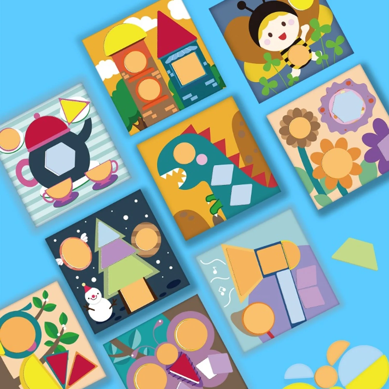 Besegad деревянные головоломки набор 120 шт. геометрические блоки + 12 шт. двухсторонние изображения карты для малышей Детские развивающие
