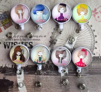 

GYREKEN Brand Lovely Girl Character Retractable Badge Reel Student Nurse ID Name Card Badge Holder Hospital School Office