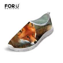FORUDESIGNS/стильный принт с животными, 3D лиса обувь на плоской подошве с принтом; Для женщин Повседневное сетки Летние женские туфли-Лоферы пляжные водонепроницаемая обувь для девочек
