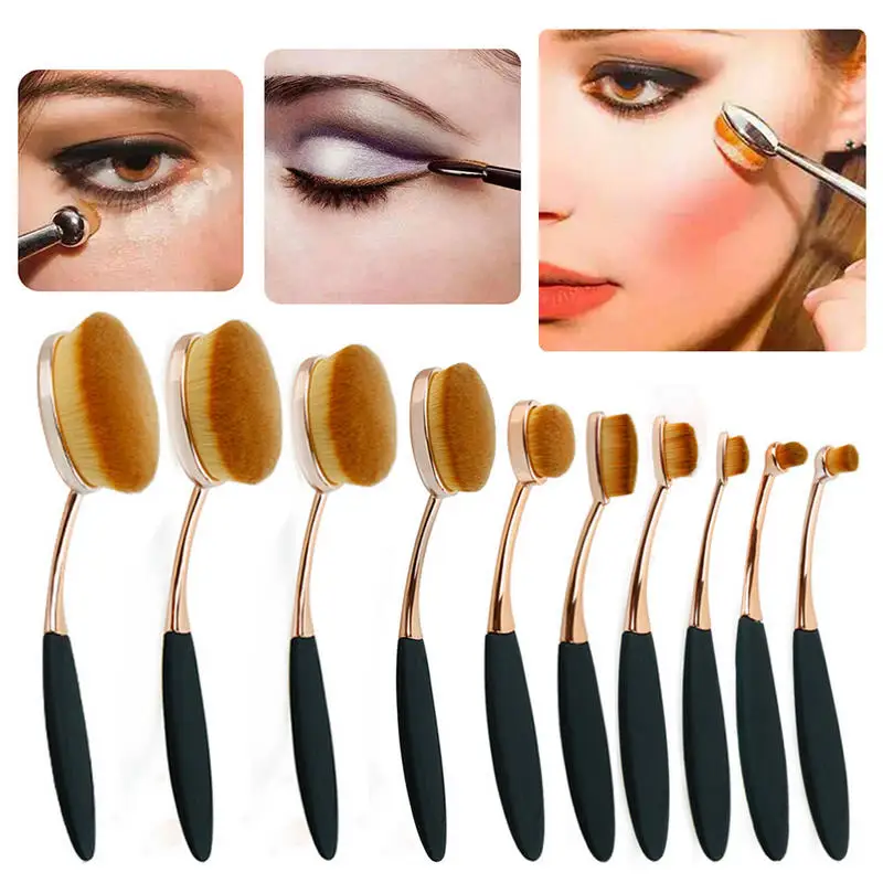

1Pcs Gold Oval Toothbrush Lip Powder Blusher Foundation Eye Makeup Brushes For Beauty Eye Cosmetic Tools