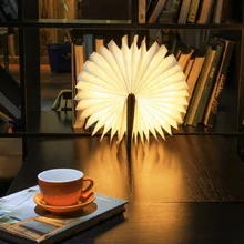 USB Rechargeable LED Foldable Wooden Book Shape Desk Lamp Nightlight Booklight for font b Home b