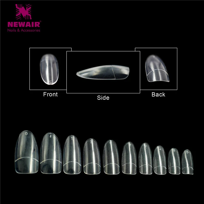 500pcs False Nails Oval French Fake Nail Short Clear Half Cover Nail