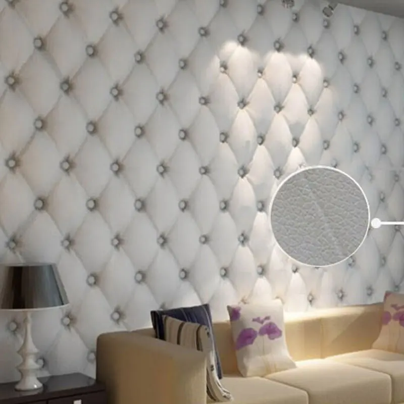 

Modern Leather Softbag 3D Wallpaper PVC Diamond Sofa Living Room Bedroom Background Home Decor Wall Paper Roll Papel De Parede