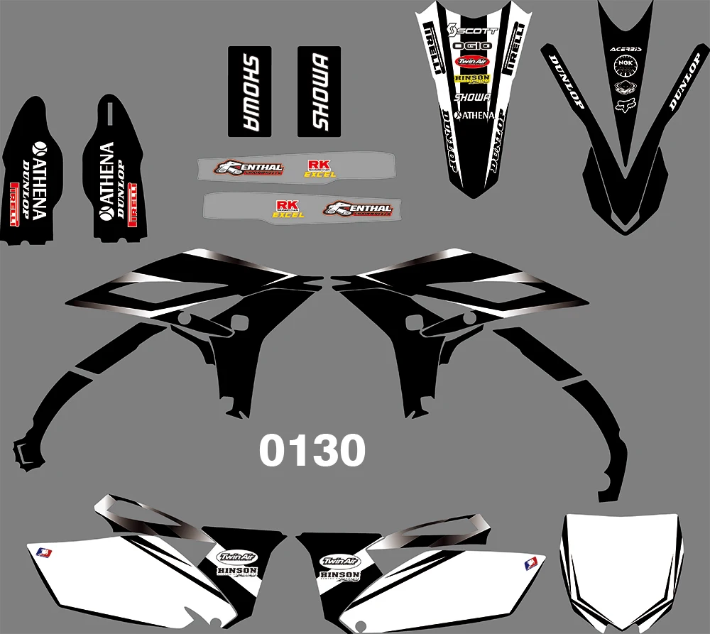 

5 Styles Motorcycle Graphic Dirt Bike Sticker kit TEAM GRAPHICS BACKGROUNDS DECALS STICKERS FOR YAMAHA YZF250 2010-2013