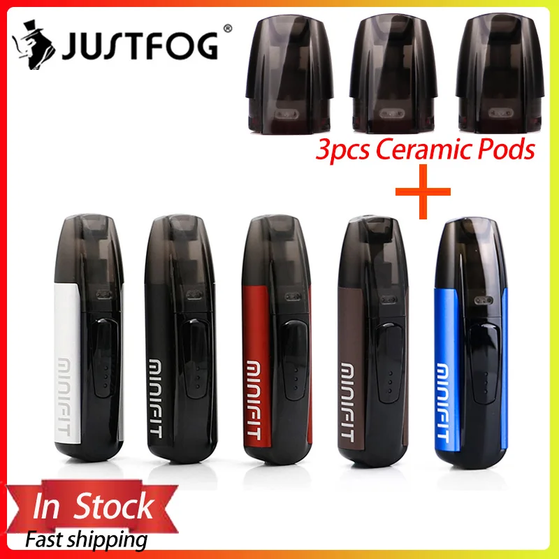 Justfog minifit Starter Kit 370mAh vape mini starter kit & Newest Minifit Ceramic Pod 1.5ml capacity Pod E cigarette vape kit