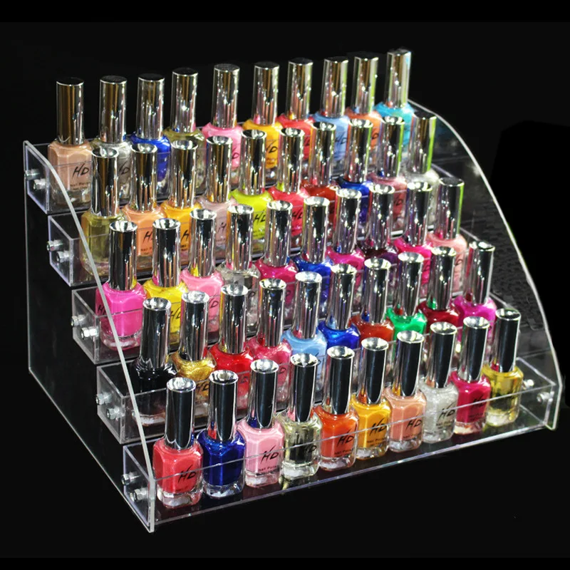  Fashion Clear 5 Layers Nail Polish Rack Varnish Display Makeup Storage Organizer Shelf Cosmetic Org