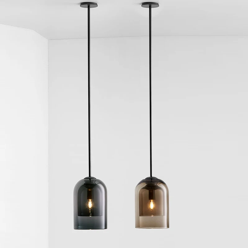

LukLoy LED Modern Pendant Lights Nordic Glass Pendant Light Retro Kitchen Living Room Loft Ins Clothing Glass Hanging Lamp Retro
