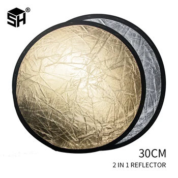

11''28cm 2in1 Round Reflector Flash Silver Gold Wholesale Portable Collapsible Reflector for Studio Multi Photo Disc Diffuers