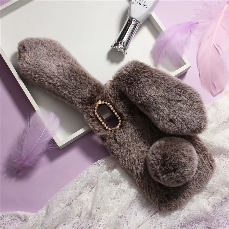 

Plush Bunny Case for Samsung Galaxy A10 A20 A30 A50 A70 A80 M10 M20 M30 Fur Cute 3D Rabbit Ears TPU Bling Diamond Fluffy Cover
