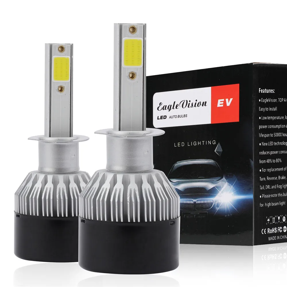 

2pcs universal H1 1950W 292500LM CREE LED Headlight Kit High or Low Beam Bulb 6000K Power