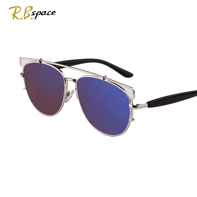 Cheap RBspace Brand Ms. big box Sunglasses Oval big Lenses frog mirror Polarization UV400  Luxury retro women's sunglasses Unisex