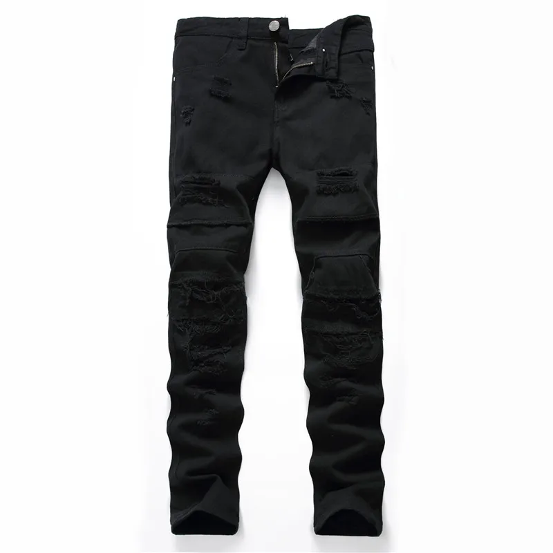 Новые мужские черные рваные джинсы Fas Здравствуйте Distressed Denim Joggers здравствуйте джинсы в уличном стиле брюки для мужчин плюс размер 27-40