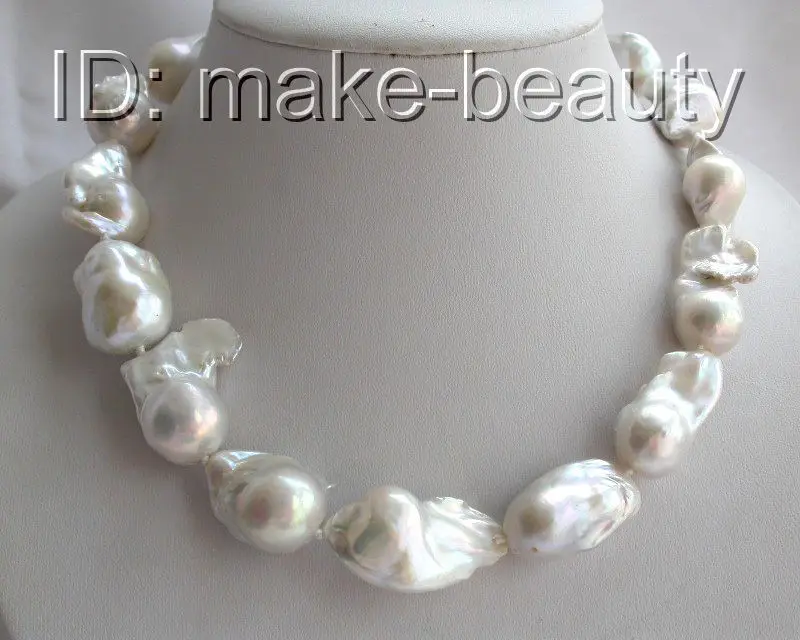 

ddh001522 stunning big baroque white keshi reborn freshwater pearls necklace