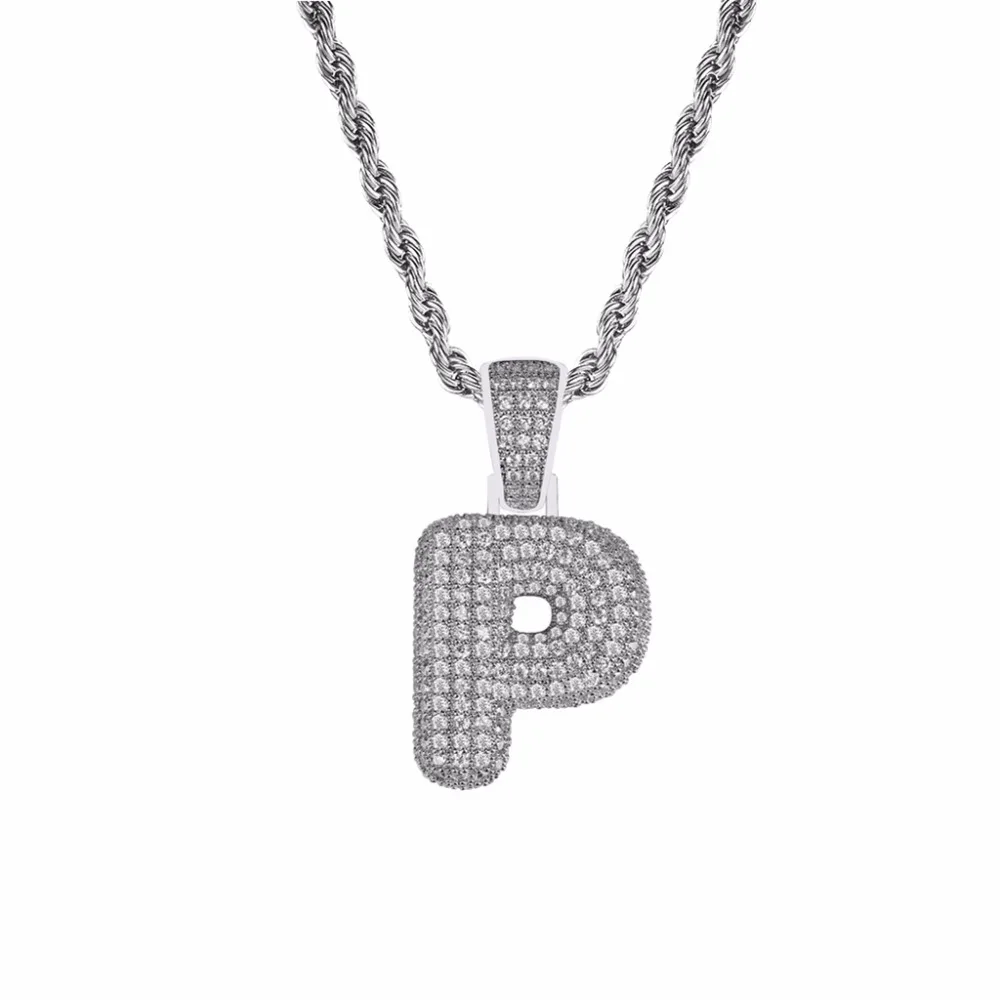 Beli Huruf Gelembung AAA + Kubik Zircon Gelembung Huruf P Liontin Kalung Pria Hip Hop Perhiasan spesifikasi Huruf Gelembung AAA + Kubik Zircon Gelembung Huruf P Liontin Kalung Pria Hip Hop Perhiasan