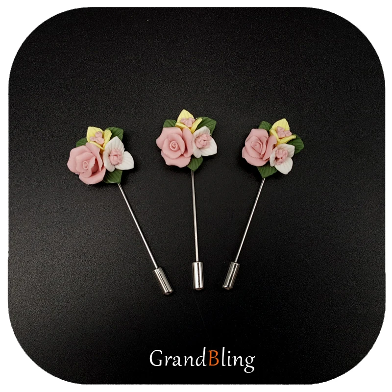 

Unique Design Handmade Ceramic Flower Long Pin Lapel Pins