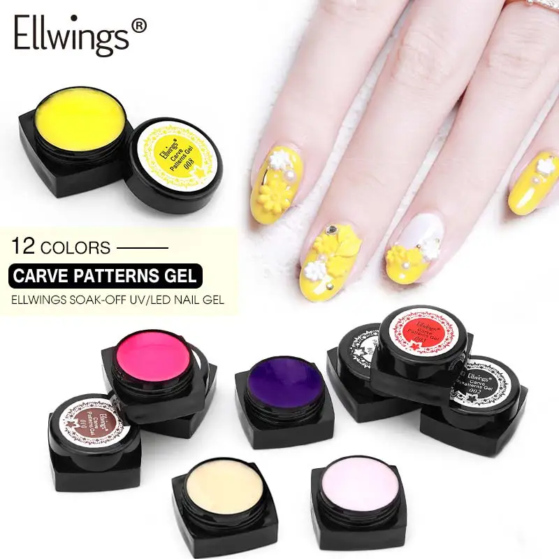 

Ellwings 3D Carved Patterns Nail Gel DIY Painting Sock Off UV Gel Polish Nail Art Modelling Manicure Gel Glue