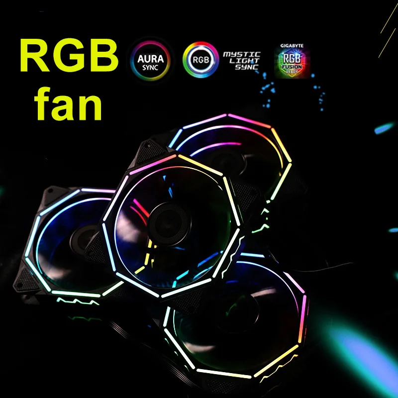 Чехол для компьютера PC охлаждающий вентилятор светильник RGB регулируемый светодиодный светильник 120 мм кулер вентилятор светильник EM88