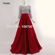 Реальные фотографии одежда с длинным рукавом арабский бальным выпускного платья руки делают Crystal бисером с круглым вырезом с боковыми карманами Pageant Вечерние Gowns887