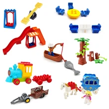 Big Size Building Block Swing Amusement Park Train Figures Accessories Scene Combination Toys For Children Compatible With Duplo park swing garden swing amusement park equipment