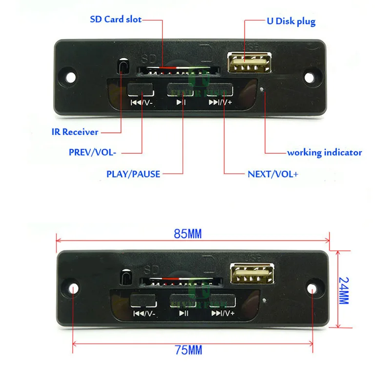 DIY Bluetooth Speaker Module 5V FLAC MP3 Player Decoder Board Audio Decoding LED 3W+3W Amplifier Stereo With Remote Controller