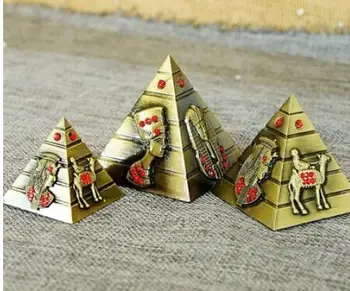

3PC Set Egyptian pyramid model miracle electroplating works fine tourism memorial pyramid alloy large room world famous landmark