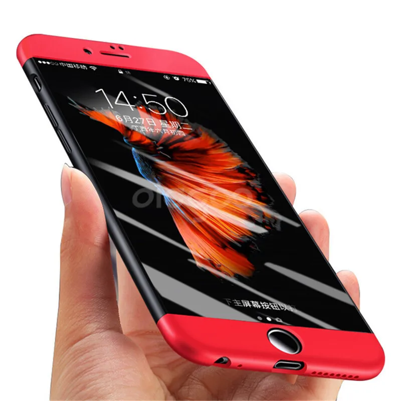 

360 Degree Protection Case For iphone 6 6s 7 8 plus Cover Luxury Plastic Hard Shockproof Case iphone X 8 7 6 6S 5 5S SE shell