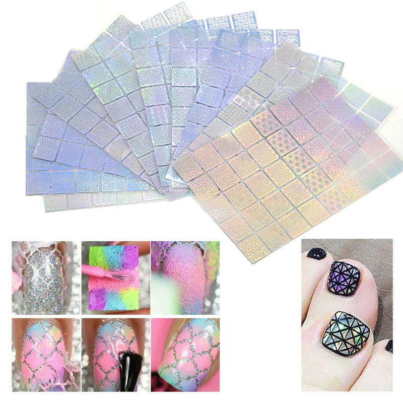 400 Pieces Nail Vinyls Stencil Kit Nail Guide Template Sticker for Nail Art DIY Airbrush Stencil Tips Decals Mixed 36 Designs - Цвет: 400 Pcs