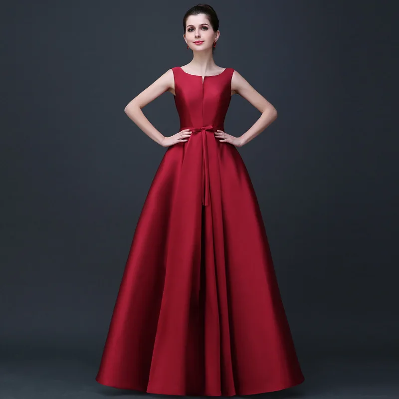 Vestido de festa Новое атласное сексуальное ТРАПЕЦИЕВИДНОЕ ПЛАТЬЕ С v-образным вырезом бордовое Золотое фиолетовое платье для невесты свадебное платье largo