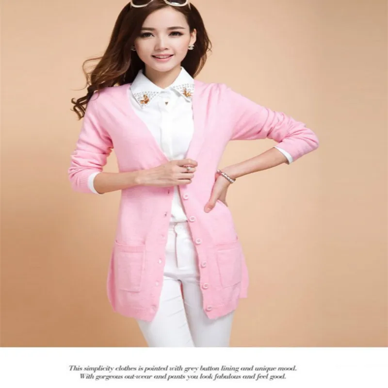 Chun Qiu lady's cardigan long-style woolen knit sweater baggy cashmere sweater large size wool long-sleeved sweater coat Chun Qiu lady's cardigan long-style woolen knit sweater baggy cashmere sweater large size wool long-sleeved sweater coat