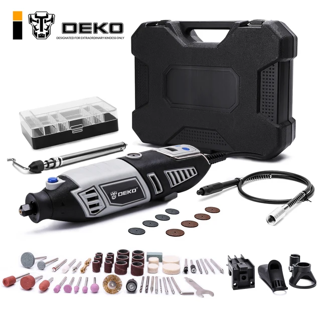 DEKO GJ201 ЖК-дисплей переменной Скорость роторный инструмент стиль Dremel гравер Электрический мини дрель Grinder w/гибкий вал Set4