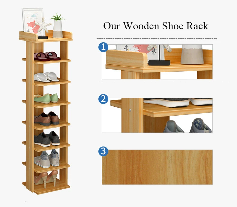 Zapatero de madera para el hogar, armario de almacenamiento minimalista