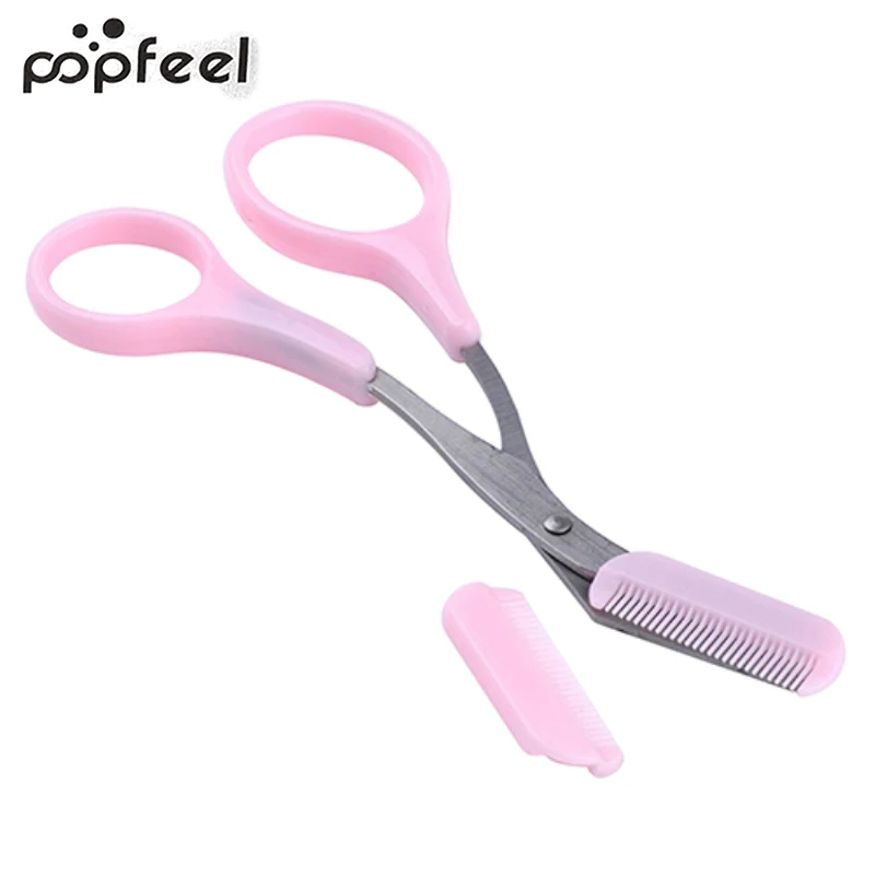 

popfeel Women's Eyebrow Trimmer Comb Eyelash Hair Scissors Cutter Remover Makeup Tool BP1S