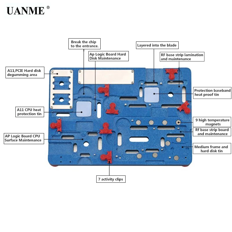 UANME Multifunction Mobile Phone Repair Board PCB Holder For iPhone X Logic Board Chip Fixture