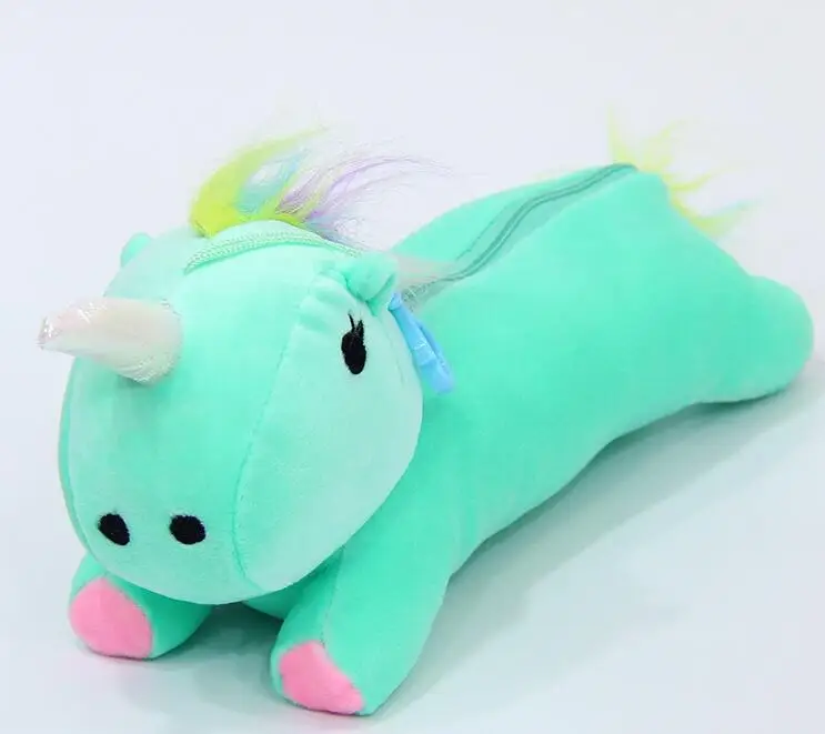 Синий Милый Плюшевый единорог сумка для карандашей, Kawaii Детские Единорог Карандаш Чехол игрушка - Цвет: Синий