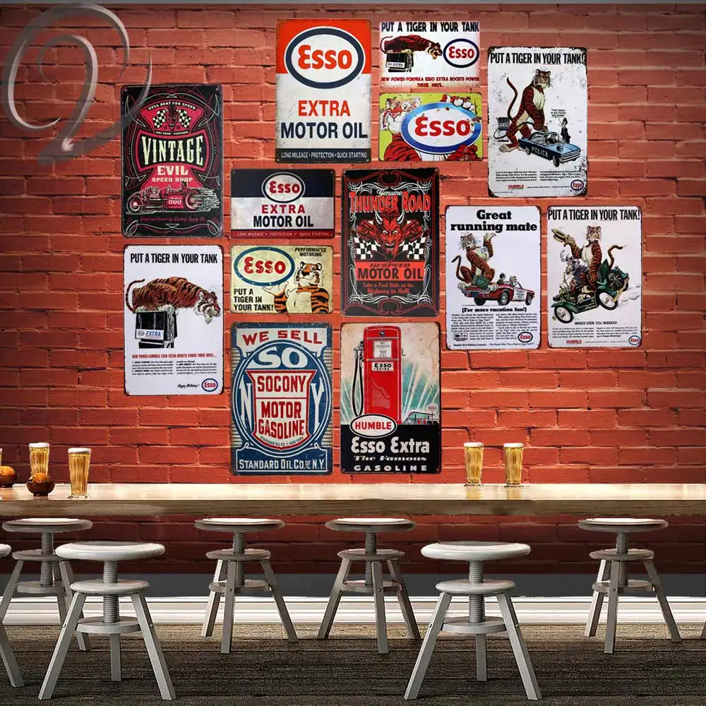 Esso Tiger Garage Wall Decor Retro Poster Vintage Tin Signs Esso Tiger Garage Wall Decor Retro Poster Vintage Tin Signs