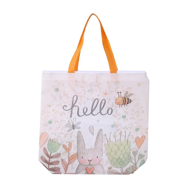 Мультяшная Нетканая Подарочная сумка кролик сверхпрочная продуктовая сумка хозяйственные сумки - Цвет: Оранжевый