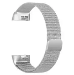 Миланский магнитный металлический ремешок для Fitbit Charge 3 Mesh steel Band для зарядки 3 SE Смарт часы браслет серебро розовое золото черный - Цвет: Silver