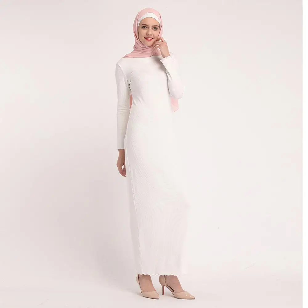 Мусульманские, однотонные толстые, обтягивающее, узкое платье, длинные эластичные штаны, макси-Кафтан Для женщин платье-карандаш платье ислам Дубаи Jilbab Платье-футляр