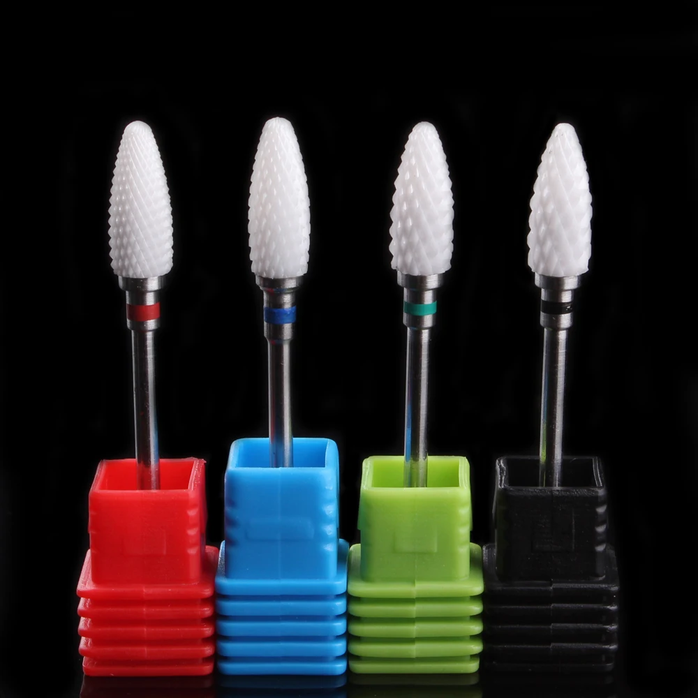 TocassJo Portable Nail Drill Bit Flame Shape Ceramic Milling Cutters
