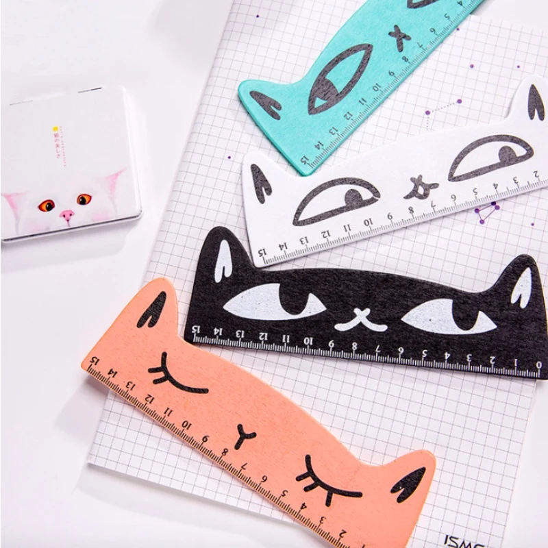 

2Pcs Creative Kitten ruler Scale Drawing tools Straight Ruler Measuring Tool School Office Supplies High Quality student kid