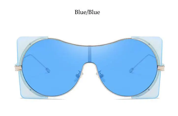 clear blue blue Мода готические Солнцезащитные очки женские известный бренд Роскошные Хиппи очки в большой оправе полный черный унисекс негабаритных солнцезащитных очков - Цвет линз: clear blue blue