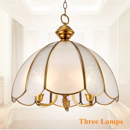 

Mordern brief copper&frosted glass Pendant lights Handwork soldering E14 LED three lamps lights for pavilion&stairs&bar BRSDD012