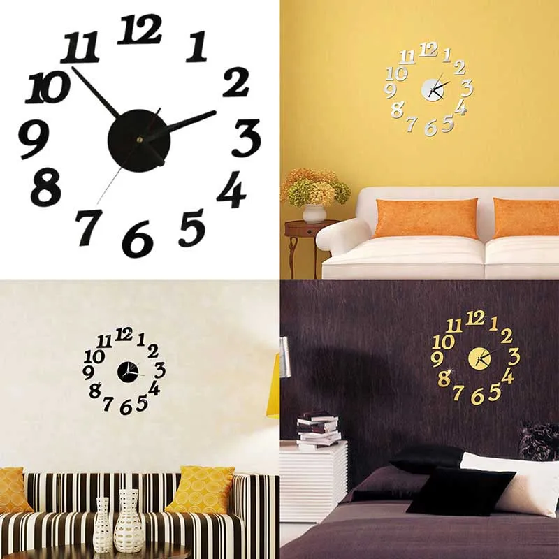 Wall Clock Digital Watch Home Clocks Living Room Sticker Home Decor Relojes Adhesivos Decorativos Para Paredes